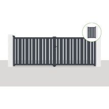 Casanoov - Pack portail battant 400x140cm veymont + Portillon 1m veymont H.140cm Gris