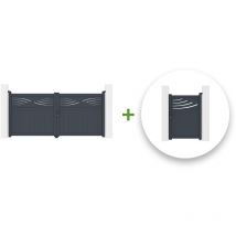 Pack portail battant HALTI 300x140cm + Portillon HALTI 100x140cm GRIS