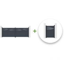 Pack portail battant halti 400x140cm + Portillon halti 100x140cm gris