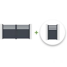 Pack portail battant nevis 300x160cm + Portillon nevis 100x160cm gris