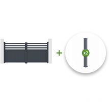 Pack portail battant nevis 400x140cm + 2 poteaux eifel h.160cm Gris