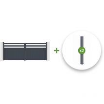 Pack portail battant nevis 400x160cm + 2 poteaux eifel h.190cm Gris