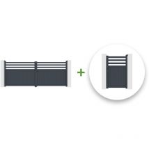 Pack portail battant nevis 400x160cm + Portillon nevis 100x160cm gris