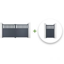 Pack portail battant santis 300x160cm + Portillon santis 100x160cm gris
