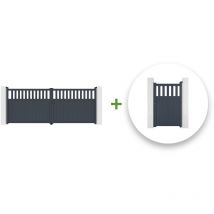 Pack portail battant santis 400x160cm + Portillon santis 100x160cm gris