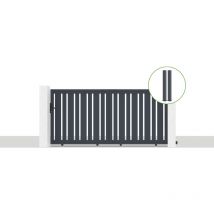 Pack portail coulissant 300x140cm veymont + 2 poteaux eifel H.166cm Gris