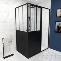 Aurlane - Pack Porte coulissante 140x200 + paroi retour et panneau aluminium composite + receveur 140x80