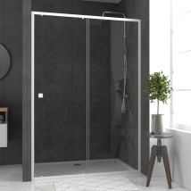 Aurlane - Pack porte de douche coulissante blanc 140x190cm + receveur 90x140 - whity slide