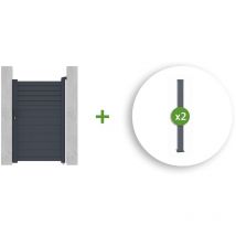 Casanoov - Pack portillon aluminium carpatia 100x160cm + 2 Poteaux H.190cm Gris