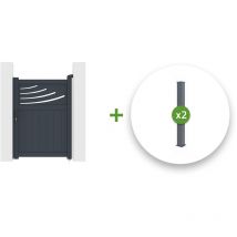 Casanoov - Pack portillon aluminium halti 100x140cm gris + 2 Poteaux H.166cm 15x15