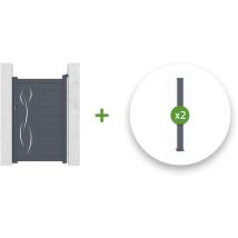 Casanoov - Pack portillon aluminium life 100x160cm + 2 Poteaux H.190cm Gris