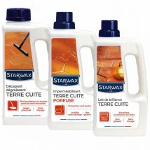 Pack pour tomettes et terres cuites : Décapant 1L + Imperméabilisant 1L + Lait de brillance 1L Starwax