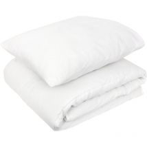 Pack premium couette hiver 120x150 garnissage 100% polyester 300g/m2 et oreiller 40x60 cm gavroche blanc