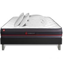 Somness - Ensemble matelas sommier Regen 180 x 200 cm - Couleur : Noir avec 2 oreillers et couette