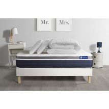 Ensemble matelas sommier Actilatex confort 180 x 200 cm 2 oreillers et couette Latex et mémoire de forme - Couleur : Blanc - Blanc