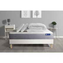 Actisom - Ensemble matelas sommier Actimemo dream 160 x 200 cm 2 oreillers et couette Mémoire de forme - Couleur : Blanc - Blanc