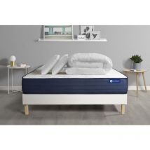 Actisom - Ensemble matelas sommier Actimemo life 180 x 200 cm 2 oreillers et couette Mémoire de forme - Couleur : Blanc - Blanc