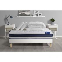 Actisom - Ensemble matelas sommier Actimemo ergo 140 x 190 cm 2 oreillers et couette Mémoire de forme - Couleur : Blanc - Blanc