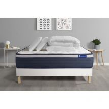 Ensemble matelas sommier Actimemo max 200 x 200 cm 2 oreillers et couette Mémoire de forme - Couleur : Blanc - Blanc