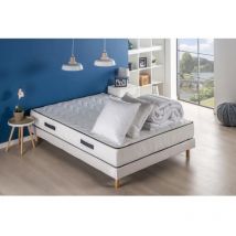 Deko dream relax - Pack pret a dormir - Matelas + sommier 160x200 + couette + 2 oreillers - Ressorts - 7 zones - 24 cm - Ferme