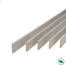Pack promotionnel de 5 plinthes mdf revetu béton bord arrondi 2000 x 68 x 9 mm .