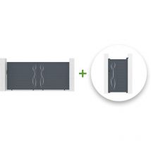 Casanoov - Pack puerta corredera 4m life 400 x 180 cm + puerta peatonal life 100 x 180 cm Gris