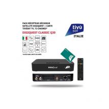 Digiquest - Pack Récepteur Décodeur Satellite Classic Q30 + Carte Tivùsat Tv, 72 Chaines Italiennes, hd, Enregistrement Par usb