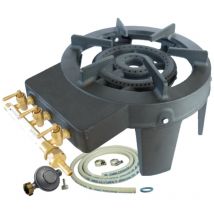 Rechaud gaz Traiteur Fonte véritable 9.8 kw 4 pieds 3 robinets + Tuyau gaz et détendeur