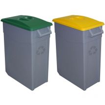 Denox - Pack reciclaje Contenedor Zeus: 2 contenedores cerrado de 65 litros, colores. Capacidad total: 130 litros