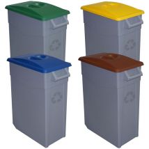 Denox - Pack reciclaje Contenedor Zeus: 4 contenedores cerrado de 65 litros, colores. Capacidad total: 260 litros.