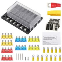 LIFCAUSAL Bloc de Fusibles 12 Voies Étanche avec Borne Négative et Indicateur LED Boîtier 12V Universel pour Véhicules/Camping-Cars/Bateaux