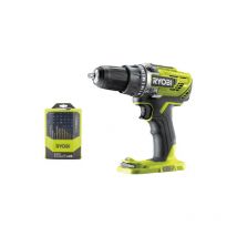 Pack Ryobi Perceuse-visseuse R18DD3-0 - 18V One+ sans batterie ni chargeur - Coffret 46 accessoires mixtes RAK46MIX