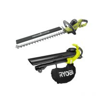 Pack Ryobi taille-haies électrique 600W RHT6160RS - Souffleur aspiro-broyeur électrique 3000W 3en1 RBV3000CESV