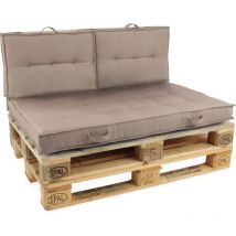 Oviala - Pack salon de jardin palettes et cousinage taupe