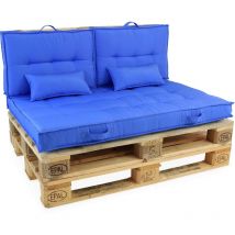 Oviala - Pack salon de jardin palettes et cousinage bleu