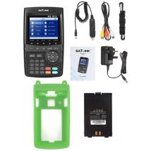 Satlink - pack Mesureur de Champ Satellite ws 6916 hd DVB-S2+ Batterie supplémentaire + Coque Silicone Vert - Noir