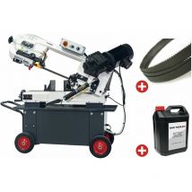 Torros - Scie à ruban mobile pour métaux 0-45° capacité de coupe ronde 178 mm 0,75 kW 230V 5 lames de scie et 5L d'huile de refroidissement SC190G