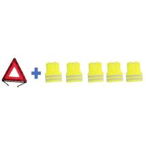 Htc Equipement - Pack Sécurité 1 Triangle + 5 Gilets De Sécurité Xl Adultes