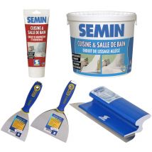Semin - Pack spécial rénovation salle de bain et cuisine pour 10 m² composé d'un enduit de rebouchage et de lissage spécial pièces humides et des