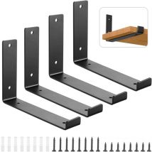 Benobby Kids - LaBlanc - 4 Pack 200mm Heavy Duty Floating Shelf Brackets for Industrial Wall Mounted Shelving with Matching Screws Black