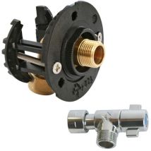 Pack sortie de cloison FIXOPLAC WC - raccord coudé PER à sertr Ø12 - mâle 3/8" (12/17) + robinet wc - Somatherm