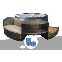 Netspa - Spa portable semi-rigide Vita rond Bulles 4 places avec mobilier + 3 cartouches de filtration