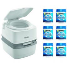 Thetford - pack Toilette Portable 100% Autonome 21 Litres + 6x15 Sachets Traitement des Matières Camping car