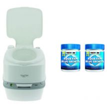 Thetford - pack Toilette Portable 21 Litres 100% Autonome + 2x15 Sachets Traitement des Matières Camping car