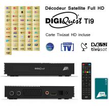 M-e - Pack Tivùsat Décodeur Satellite Full hd - digiquest Ti9 + Carte Tivùsat hd Activation Comprise - Full hd 1080p, Programmes tv Gratuits sur