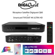 M-e - Pack tivùsat hd Récepteur Satellite Digiquest Q60 + Carte Smartcard tivùsat 4K ultra hd - noir