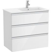 Pack Unik élément bas avec 3 tiroirs + lavabo the gap Roca Couleur : Chêne City texturé - Position du lavabo : Droite