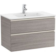 Pack Unik élément bas avec deux tiroirs + lavabo central the gap Roca Couleur : Chêne City texturé - Dimensions : 805x460x537 mm