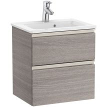 Roca - Pack Unik meuble bas compact avec 2 tiroirs + lavabo the gap Couleur : Chêne City texturé - Dimensions : 505x380x537 mm