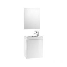 Roca - Meuble + lave-mains + miroir 45cm mini - Blanc brillant
